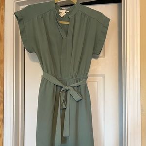Green tie manteau dress